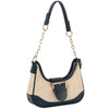 DIONA J CHIC TWO TONE TEXTURED BUCKLE SHOULDER BAG COLOR BLACK