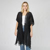 DIONA J PEARL DECO TRIM KIMONO W/DRAW STRIN ONE SIZE COLOR BLACK