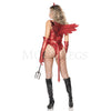 Delicious Devil 7 Pc Red Bodysuit Black Lace-Up Front Detail Costume Set Size XS