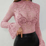 Mock Neck Long Sleeve Lace Top