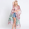 DIONA J DAMASK PRINT OPEN FRONT LONG KIMONO ONE SIZE COLOR RED