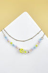 8" -8.5" SMILE SHAPED GLASS BEAD ANKLET SET