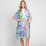 DIONA J HAND DRAWN TROPICAL LEAVES KIMONO ONE SIZE PURPLE
