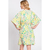 DIONA J FRONT ROPE FLOWER PRINT KIMONO ONE SIZE COLOR GREEN