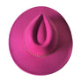 Elegantly Styled Dark Pink Hat with Wide Brim and Dazzling Cubic Chain Detail Fedora Panama Cap - DJ Comics