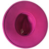 Elegantly Styled Dark Pink Hat with Wide Brim and Dazzling Cubic Chain Detail Fedora Panama Cap - DJ Comics
