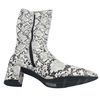 Women's Tall Heel Knee-High Boots – Snakeskin Print Wide Calf Boots with Chunky Heel and Zip-Up Design, Mid-Calf to Knee-High Style