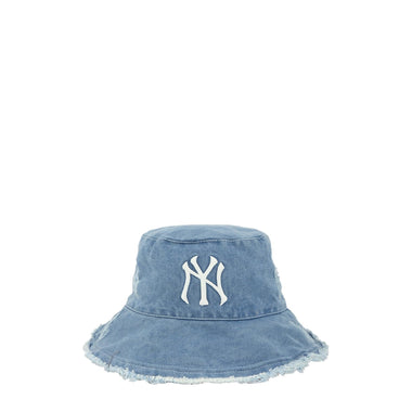 Distressed Denim NY Bucket Hat with Adjustable Wired Brim Stylish, Durable, and Customizable Fit for Men and Women