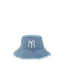 Distressed Denim NY Bucket Hat with Adjustable Wired Brim Stylish, Durable, and Customizable Fit for Men and Women