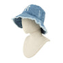 Distressed Denim NY Bucket Hat with Adjustable Wired Brim Stylish, Durable, and Customizable Fit for Men and Women