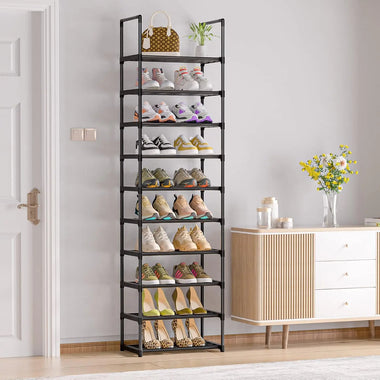 10-Tier Narrow Shoe Rack Organizer Save Space 20-25 pairs Sturdy Shoe Shelf for Closets Entryway