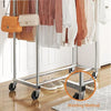 Double Rod Clothing Garment Rack, Rolling Clothes Organizer on Wheels for Hanging Clothes,with 4 hooks, Chrome