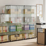 Glass Display Cabinet 4 Shelves Floor Standing Living Room 64 x 32 x 14in, Black