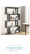 6-Tier Modern Wood Bookcase Sturdy Tall Narrow Display Stand Shelf