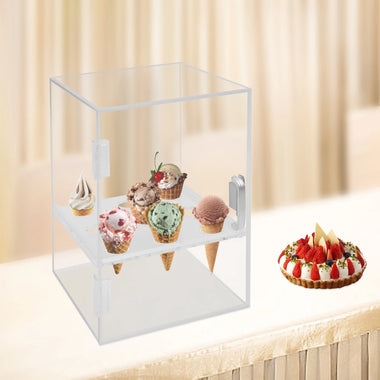 9 Holes Transparent Display Cabinet Ice Cream Cone Bracket Storage Stand Holder Box with Handle
