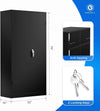 Metal Storage Cabinet, 72" Black Locking Doors and 4 Shelves, Tall Tool Garage
