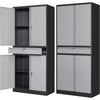 Metal Garage Storage Cabinet Drawer 4 Door Lock-2 Adjustable Shelves Office