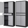 Metal Garage Storage Cabinet Drawer 4 Door Lock-2 Adjustable Shelves Office