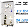 Display Cabinet 64.5" H 4-LED Light Glass Door Case  Modern Curio Collection