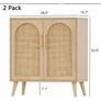 Living room cabinet,Set of 2 Rattan Storage Cabinet with Doors, Accent Bathroom Floor Cabinet, Modern Sideboard Buffet Cabinet