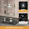 Glass Display Cabinet 4 Shelves Floor Standing Living Room 64 x 32 x 14in, Black
