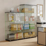 Glass Display Cabinet 4 Shelves Floor Standing Living Room 64 x 32 x 14in, Black
