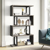 S-shaped Geometric 5 Tier Wood Bookshelf Storage Organizer Living Room Bedroom Rack Shelf Organizer Display Stand Work of Art