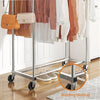 Double Rod Clothing Garment Rack, Rolling Clothes Organizer on Wheels for Hanging Clothes,with 4 hooks, Chrome