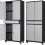 Metal Garage Storage Cabinet Drawer 4 Door Lock-2 Adjustable Shelves Office
