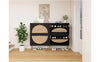 Rattan Shoe Cabinet with 2Flip Drawers,Black Free Standing Storage Racks with Metal Legs,Shoe Organizers Entrance Hallway(Black)