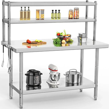 NSF Stainless Steel Table w/ Overshelf 48