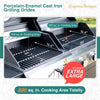 BBQ Grill Propane Gas Grill and Charcoal Grill Combo with Side Burner & Porcelain-Enameled Cast Iron Grate, Dual Fuel BBQ