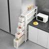 Narrow Storage Cabinet Pantry Thin Cabinet Bathroom Slim Rolling Storage Cart Plastic Rolling Shelf with Transparent Drawers