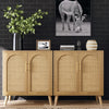 Living room cabinet,Set of 2 Rattan Storage Cabinet with Doors, Accent Bathroom Floor Cabinet, Modern Sideboard Buffet Cabinet