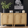 Living room cabinet,Set of 2 Rattan Storage Cabinet with Doors, Accent Bathroom Floor Cabinet, Modern Sideboard Buffet Cabinet