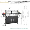 BBQ Grill Propane Gas Grill and Charcoal Grill Combo with Side Burner & Porcelain-Enameled Cast Iron Grate, Dual Fuel BBQ