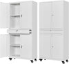 Metal Garage Storage Cabinet Drawer 4 Door Lock-2 Adjustable Shelves Office