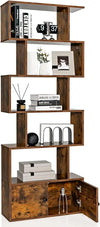 book shelves, 6-Tier,with Doors,Anti-toppling Device,Home Office Wood Storage Display Shelf,bookshelfs