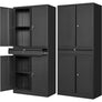 Metal Garage Storage Cabinet Drawer 4 Door Lock-2 Adjustable Shelves Office