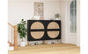 Rattan Shoe Cabinet with 2Flip Drawers,Black Free Standing Storage Racks with Metal Legs,Shoe Organizers Entrance Hallway(Black)