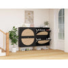 Rattan Shoe Cabinet with 2Flip Drawers,Black Free Standing Storage Racks with Metal Legs,Shoe Organizers Entrance Hallway(Black)
