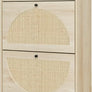 Natural Rattan Cabinet with 3 Flip Drawers, Free Standing Modern 3-Tier Shoe Storage Rack for Heels, Slippers