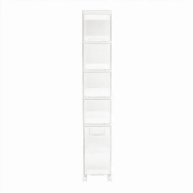 Narrow Storage Cabinet Pantry Thin Cabinet Bathroom Slim Rolling Storage Cart Plastic Rolling Shelf with Transparent Drawers