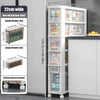 Narrow Storage Cabinet Pantry Thin Cabinet Bathroom Slim Rolling Storage Cart Plastic Rolling Shelf with Transparent Drawers