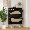 Rattan Shoe Cabinet with 2Flip Drawers,Black Free Standing Storage Racks with Metal Legs,Shoe Organizers Entrance Hallway(Black)
