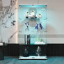 Display Cabinet 64.5" H 4-LED Light Glass Door Case  Modern Curio Collection