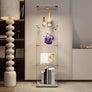 Display Cabinet 64.5" H 4-LED Light Glass Door Case  Modern Curio Collection