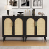 Living room cabinet,Set of 2 Rattan Storage Cabinet with Doors, Accent Bathroom Floor Cabinet, Modern Sideboard Buffet Cabinet
