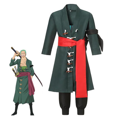 Roronoa Zoro Cosplay Costume Green Overcoat Outfit for Teens Adults Festival Performance Party Halloween - DJ Comics