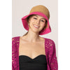 DIONA J TWO TONE STRAW BUCKET HAT ONE SIZE COLOR FUCHSIA